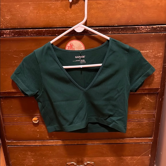 Garage Tops - Garage ribbed green cropped tee